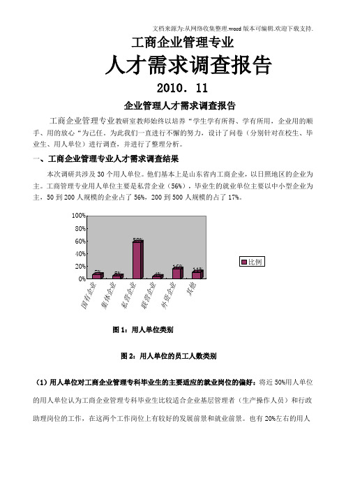 关于学习工商企业管理专业及企业管理人才培养需求的调查报告