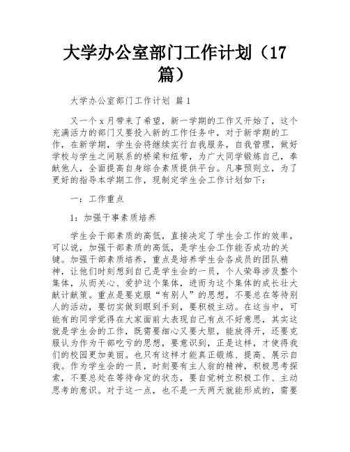 大学办公室部门工作计划(17篇)