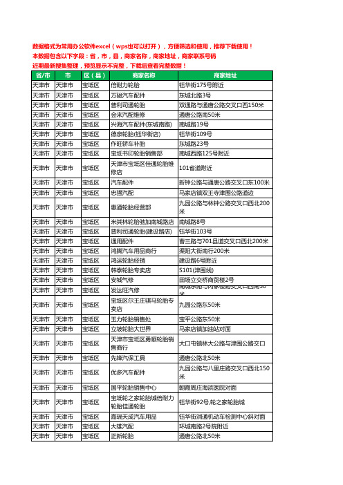 2020新版天津市天津市宝坻区汽车配件工商企业公司商家名录名单联系电话号码地址大全97家