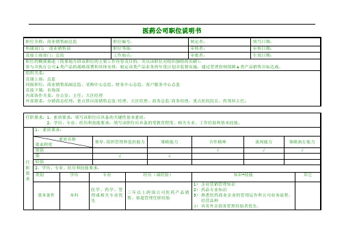 医药公司商务销售副总监职位说明书