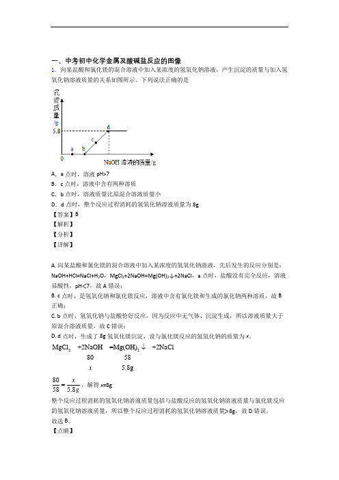 中考化学专题题库∶金属及酸碱盐反应的图像的综合题附详细答案