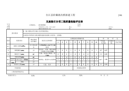 J-01 支座垫石分项工程质量检验评定表(3-5)(最新版,可动态自动计算)