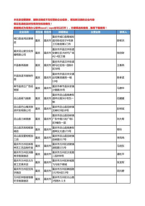 2020新版重庆市字画工商企业公司名录名单黄页联系方式大全213家