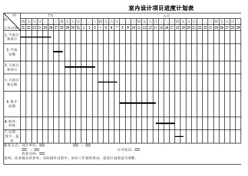 室内设计项目进度计划表