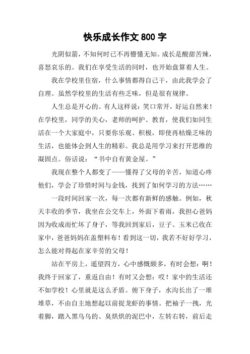 快乐成长作文800字