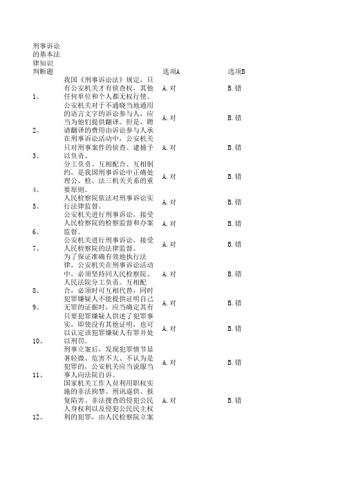 刑事诉讼的基本法律知识题库