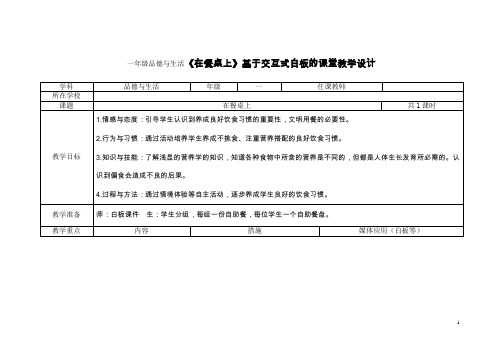 一年级品德与生活《在餐桌上》基于交互式白板的课堂教学设计