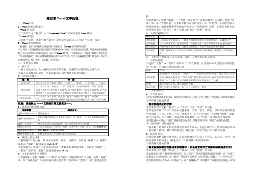 中专高考计算机复习资料第三章Word文字处理