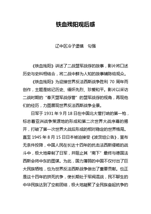 铁血残阳观后感
