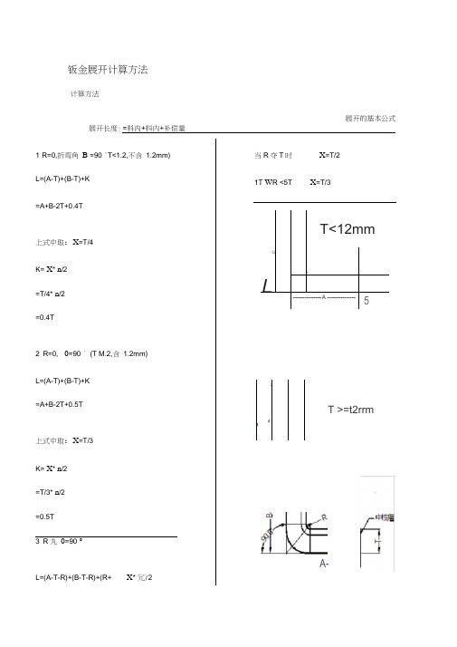 (完整版)钣金展开计算方法