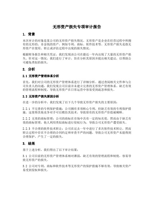 无形资产损失专项审计报告范文