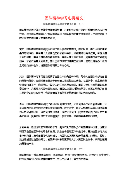 团队精神学习心得范文2篇