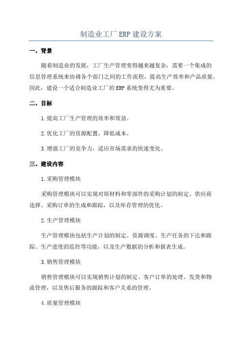 制造业工厂ERP建设方案