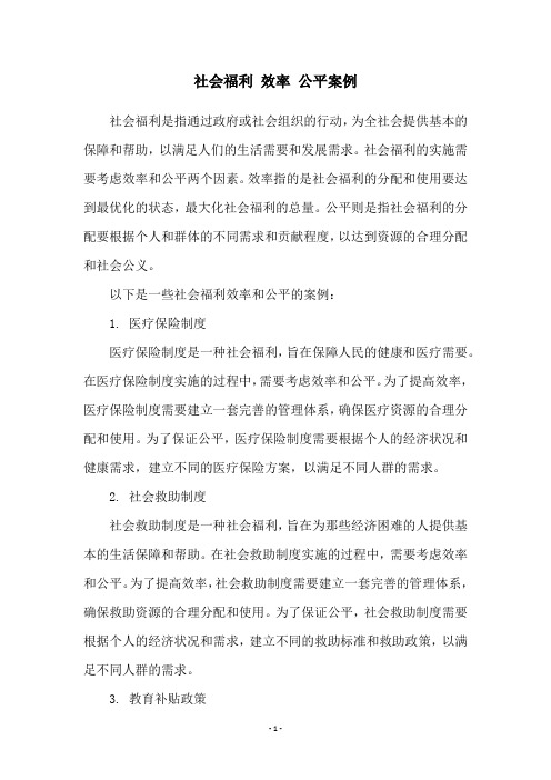 社会福利 效率 公平案例