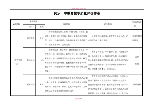 民乐一中教育教学质量评价体系