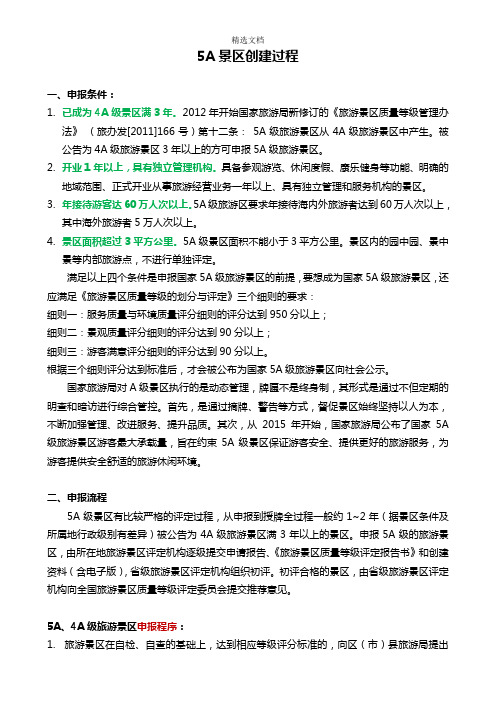 5A景区创建程序、条件和申报材料