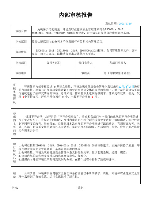 三体系 内审报告QES