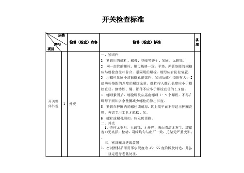 开关检查标准