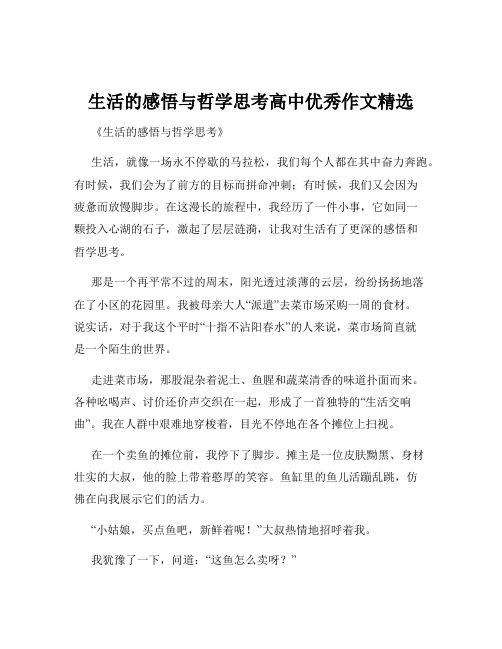 生活的感悟与哲学思考高中优秀作文精选