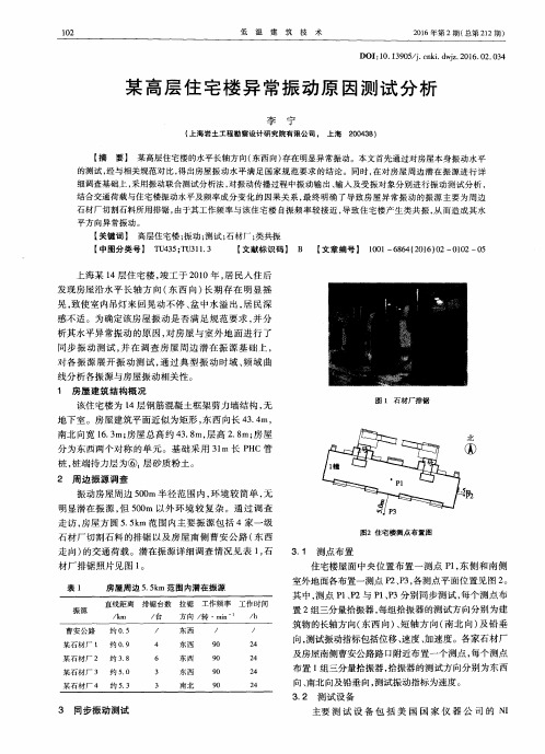 某高层住宅楼异常振动原因测试分析