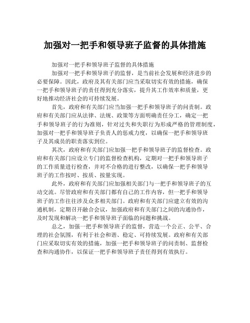 加强对一把手和领导班子监督的具体措施