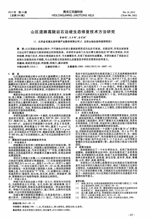 山区道路高陡岩石边坡生态修复技术方法研究