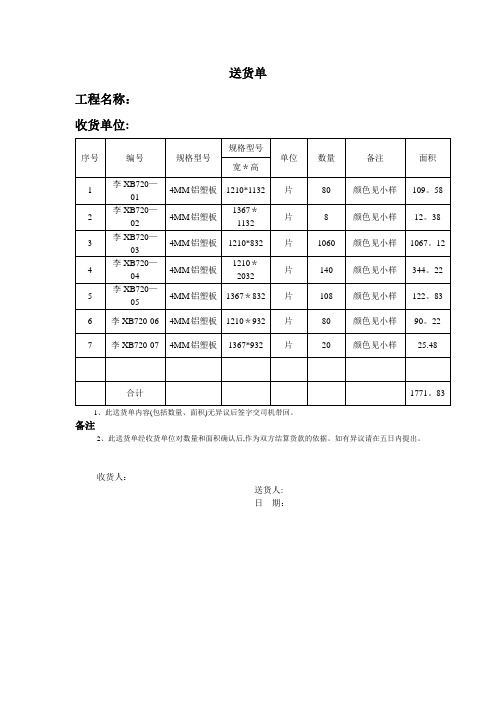 工程用材料送货单---精品模板