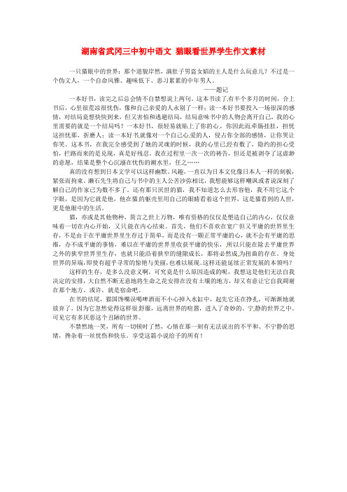 湖南省武冈三中初中语文 猫眼看世界学生作文素材