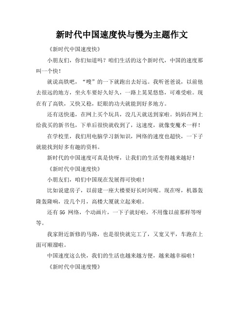 新时代中国速度快与慢为主题作文