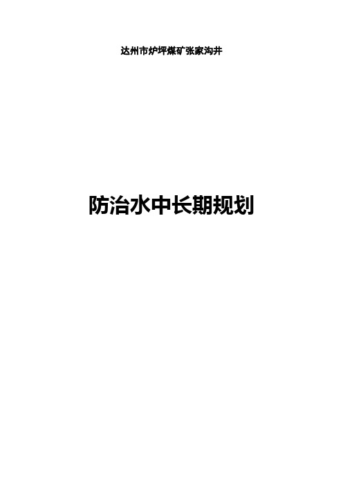 张家沟井防治水中长期规划