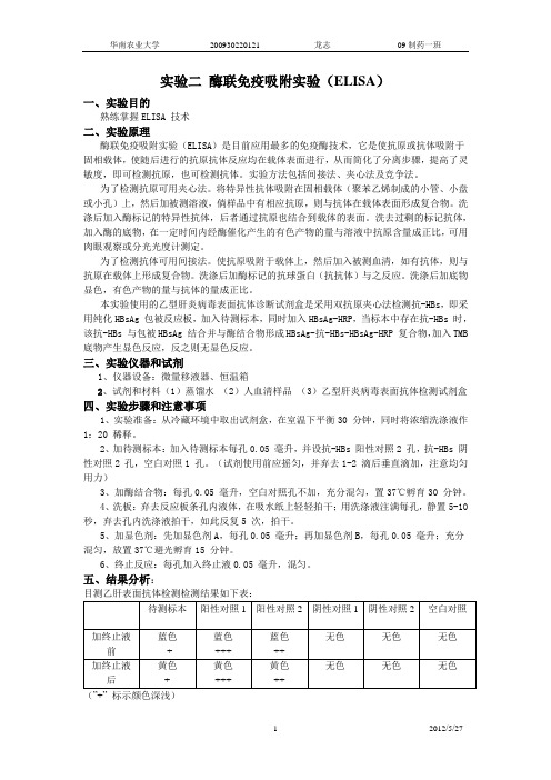 实验二_酶联免疫吸附实验(ELISA)