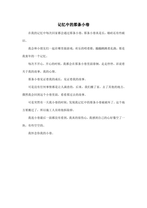 记忆中的那条小巷_初中初一作文350字