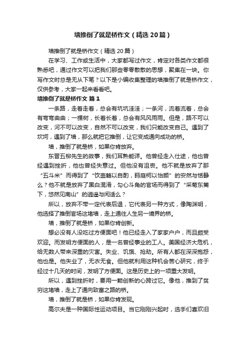 墙推倒了就是桥作文（精选20篇）