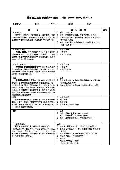 NIHSS-评分量表