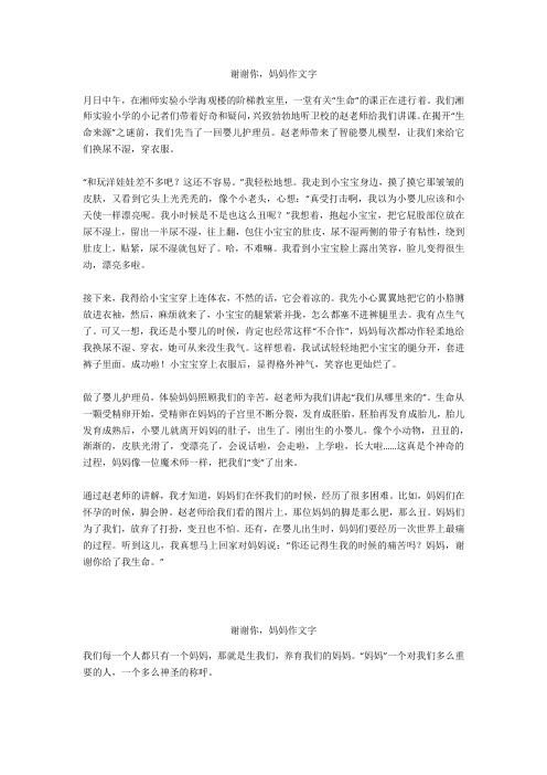 谢谢你,妈妈作文500字优选作文