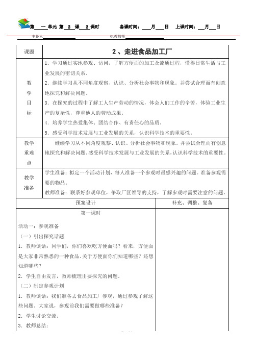 2 、走进食品加工厂