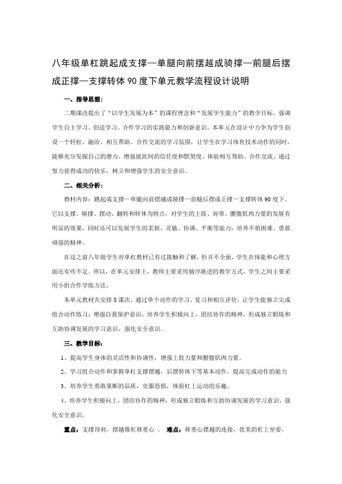 八年级单杠跳起成支撑单腿向前摆越成骑撑前腿后摆 