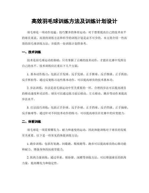 高效羽毛球训练方法及训练计划设计