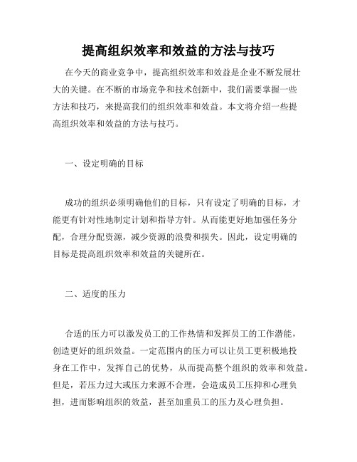 提高组织效率和效益的方法与技巧