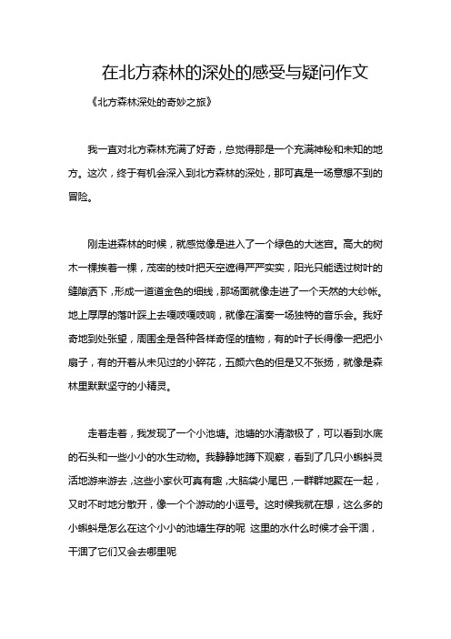 在北方森林的深处的感受与疑问作文