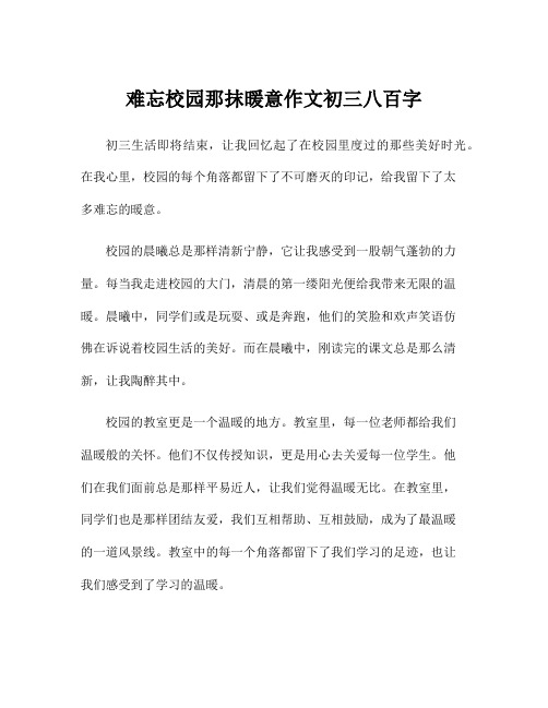 难忘校园那抹暖意作文初三八百字