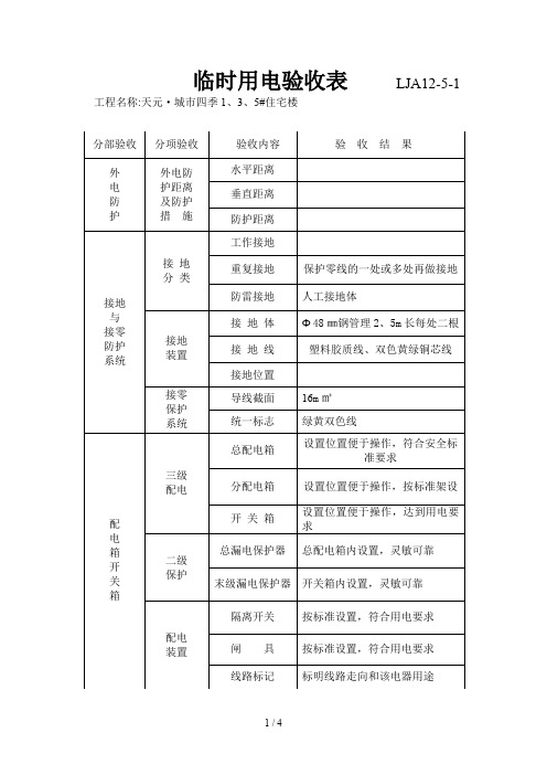 临时用电验收表