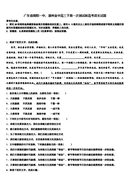 广东省揭阳一中、潮州金中高三下第一次测试新高考语文试题及答案解析