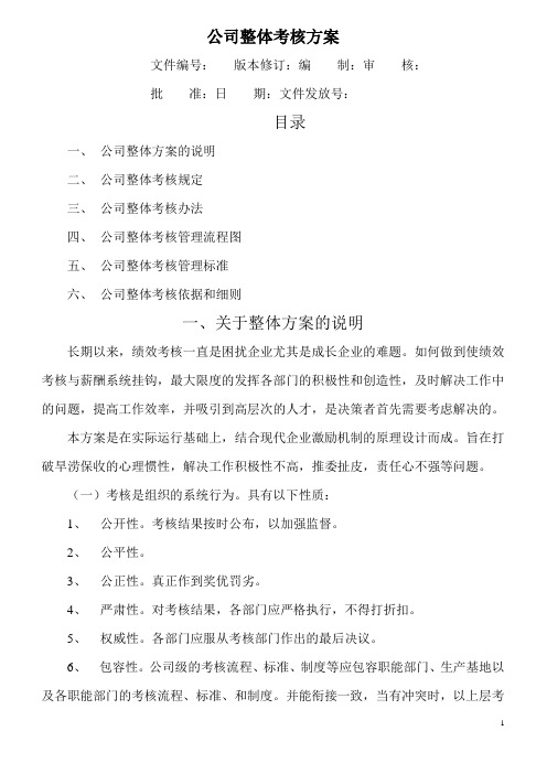 公司整体目标绩效管理方案(全套范例)(word10页)