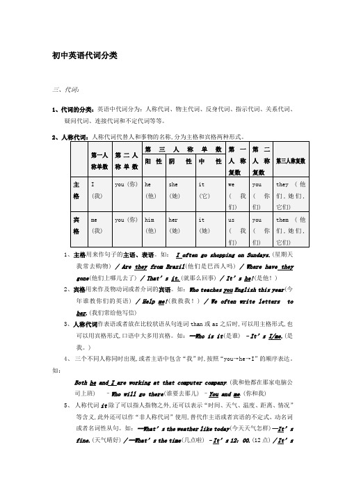 英语代词分类