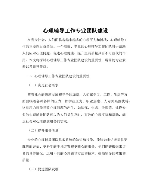 心理辅导工作专业团队建设