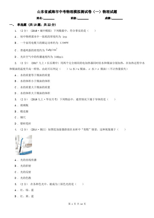 山东省威海市中考物理模拟测试卷(一)物理试题
