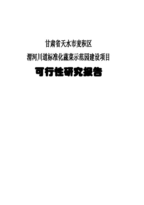 武山县渭河川道十万亩标准化蔬菜示范区建设项目可行性研究报告