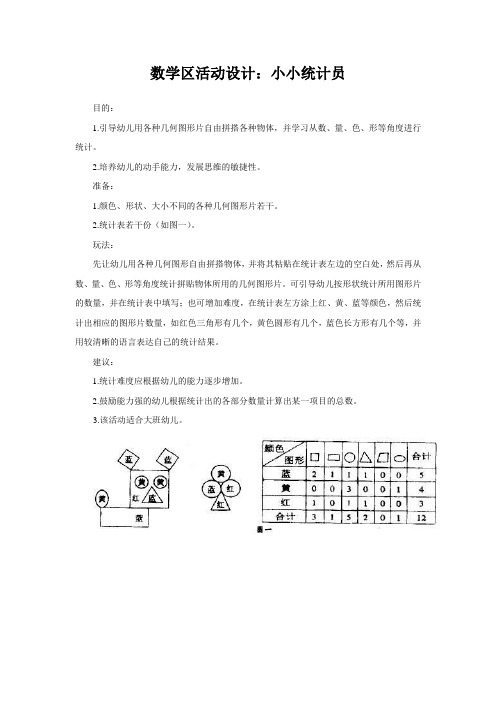 幼儿园数学区活动设计：小小统计员