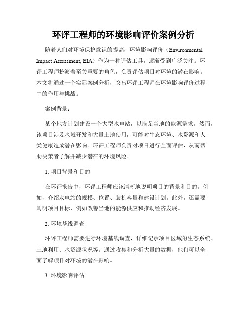 环评工程师的环境影响评价案例分析